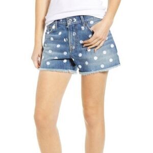 7‎ For All Mankind Polka Dot High Waist Cutoff Denim Shorts Size 29 Women’s NWT